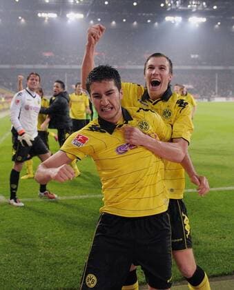 FUSSBALL 1. BUNDESLIGA SAISON 2010 2011, 1. FC Köln - Borussia Dortmund (BVB), JUBEL Dortmund; Nuri Sahin (li) umarmt von Kevin Grosskreutz 