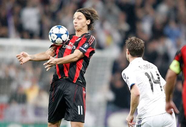 AC Milan s Zlatan Ibrahimovic during UEFA Champions League match vs real Madrid. October 19, 2010.  (201010191789)