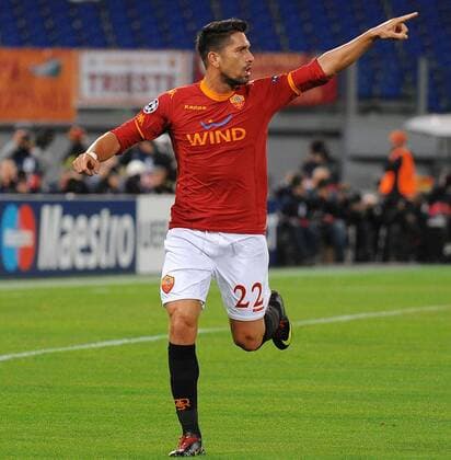 AS Rom (rot) vs FC Basel (gelb): Jubel Marco Borriello  o0 Jubel Freude