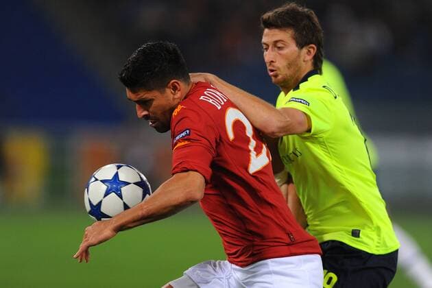 AS Rom (rot) vs FC Basel (gelb): Marco Borriello l. 