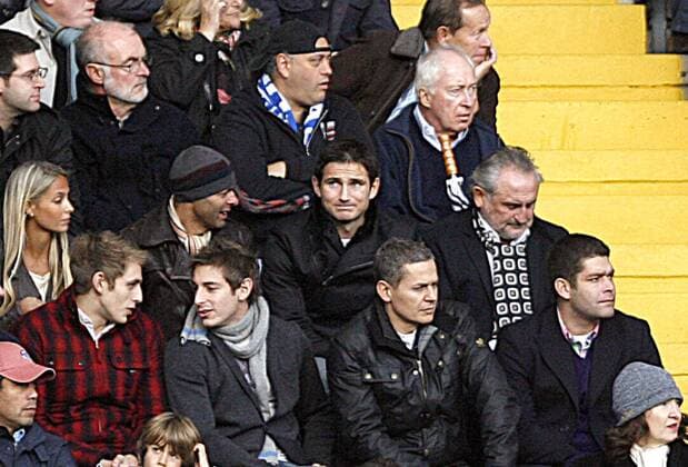 Frank Lampard (C) of Chelsea looks on from the stands - Barclays Premier League Chelsea FC (blue) v Wolverhampton Wanderers (orange) 23rd October, 2010 EDITORIAL USE ONLY. No use with unauthorised audio, video, data, fixture lists, club league logos or live services. Online in-match use limited to 120 images, no video emulation. No use in betting, games or single club league player publications.