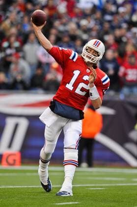 Oct. 31, 2010 - Foxborough, Massachusetts, United States of America - New England Patriots QB Tom Brady (12) throws a pass early in the first half. The Minnesota Vikings and New England Patriots are tied up at 7 at the end of the first half at Gillette Stadium. - ZUMAq39