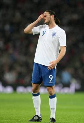Englands Andy Carroll looks on dejceted International Friendly England (white) v France (blue) 17th November, 2010 EDITORIAL USE ONLY. No use with unauthorised audio, video, data, fixture lists, club league logos or live services. Online in-match use limited to 120 images, no video emulation. No use in betting, games or single club league player publications.
