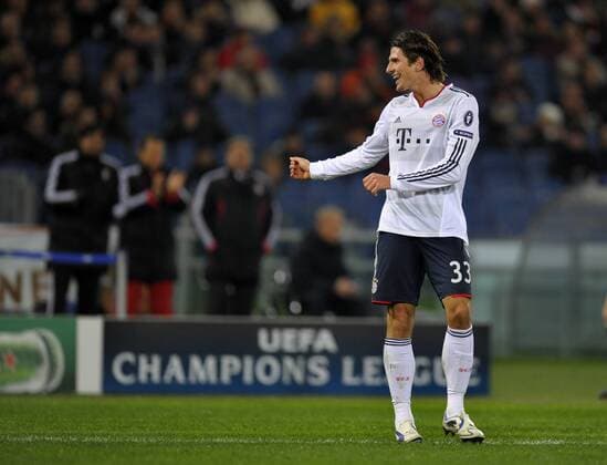 23.11.2010, Fussball Champions League 2010 2011, Vorrunde 5.Spieltag, AS Rom - FC Bayern München, Im Stadion Olimpico in Rom Italien. Torjubel Mario Gomez (München). o0 Jubel Freude
