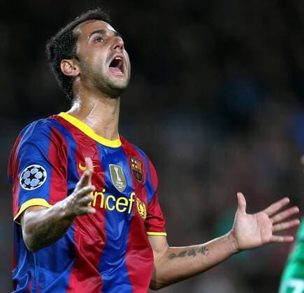 BARCELONA, 07.DEZ.10 - FUSSBALL - UEFA Champions League, FC Barcelona vs Rubin Kazan. Bild zeigt den Jubel von Victor Vazquez (Barcelona).  o0 Jubel, Freude Barca