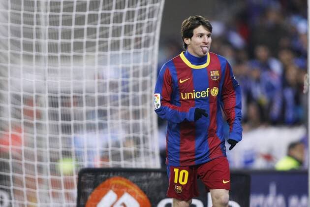 Lionel Messi (Barcelona), DECEMBER 18, 2010 - Football : Spanish Liga Espanola match between RCD Espanyol (blue) 1-5 FC Barcelona (Barca, red) at Cornella-El Prat Stadium in Barcelona, Spain.  (004229)