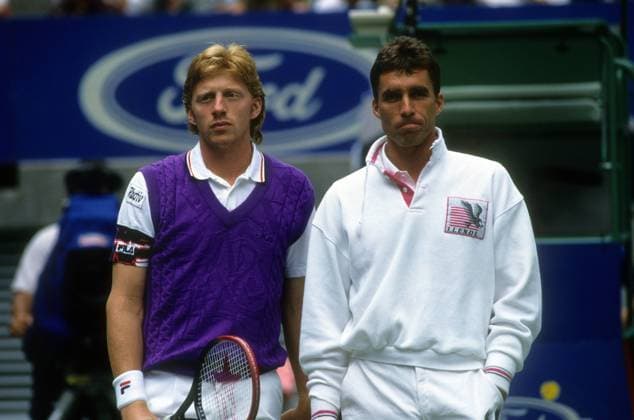 Ivan Lendl (Tschechoslowakei), Boris Becker (GER, L) Tennis Herren Aufnahmedatum geschätzt, 1992, ATP Tour Gruppe