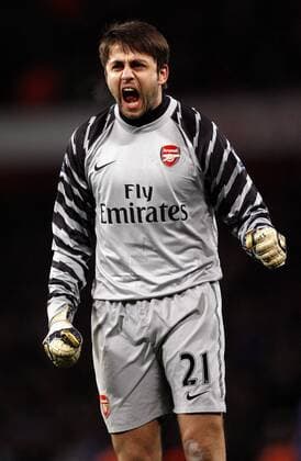 Luksaz Fabianski of Arsenal celebrates his side s first goal - Barclays Premier League, Arsenal FC (red) v Chelsea 27th December, 2010 EDITORIAL USE ONLY. No use with unauthorised audio, video, data, fixture lists, club league logos or live services. Online in-match use limited to 120 images, no video emulation. No use in betting, games or single club league player publications.