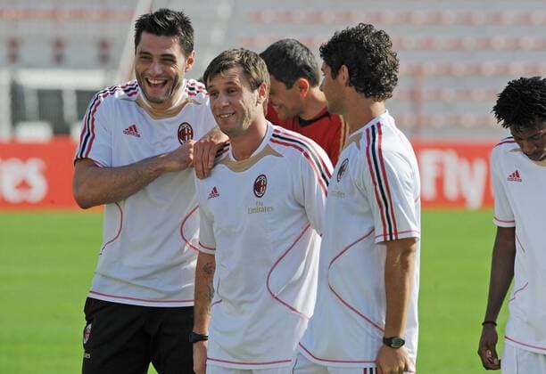L-R: MARCO AMELIA, ANTONIO CASSANO, ALEXANDRE PATO (alle AC Mailand) -