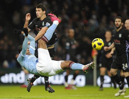 Jo of Manchester City (F) attempts an acrobatic overhead kick Barclays Premier League Manchester City v Aston Villa 28th December, 2010 EDITORIAL USE ONLY. No use with unauthorised audio, video, data, fixture lists, club league logos or live services. Online in-match use limited to 120 images, no video emulation. No use in betting, games or single club league player publications.
