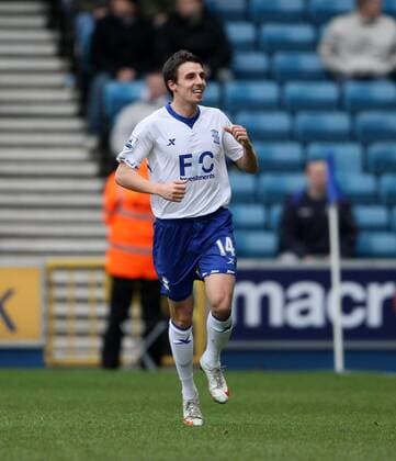 Birminghams Matt Derbyshire celebrates scoring his sides opening goal EON FA Cup 3rd Round Millwall v Birmingham City 8th January, 2011 EDITORIAL USE ONLY. No use with unauthorised audio, video, data, fixture lists, club league logos or live services. Online in-match use limited to 120 images, no video emulation. No use in betting, games or single club league player publications. o0 Jubel, Freude