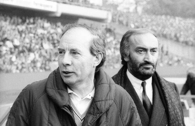 Präsident Klaus Gramlich (re.) und Trainer Dietrich Weise (beide Eintracht Frankfurt)