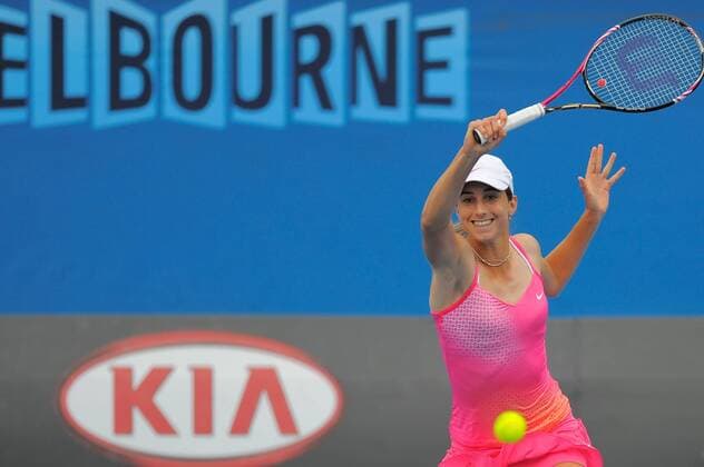 Jan. 18, 2011 - Melbourne - - Petra Martic (CRO) in action during her first round match on day two of the 2011 Australian Open at Melbourne Park. - ZUMAx35