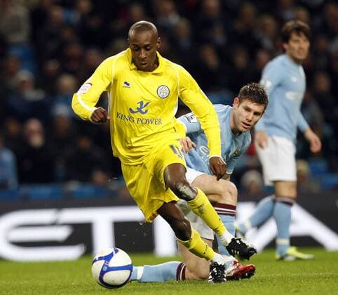Leicesters Lloyd Dyer (L) with Manchester Citys James Milner EON FA Cup 3rd Round replay Manchester City v Leicester City - EDITORIAL USE ONLY. No use with unauthorised audio, video, data, fixture lists, club league logos or live services. Online in-match use limited to 120 images, no video emulation. No use in betting, games or single club league player publications.