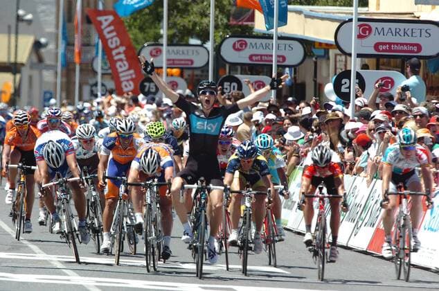 Tour Down Under 2011 - 2. Etappe - Tailem Bend - Mannum - Ben Swift (Team Sky, Mitte) gewinnt die Etappe - 