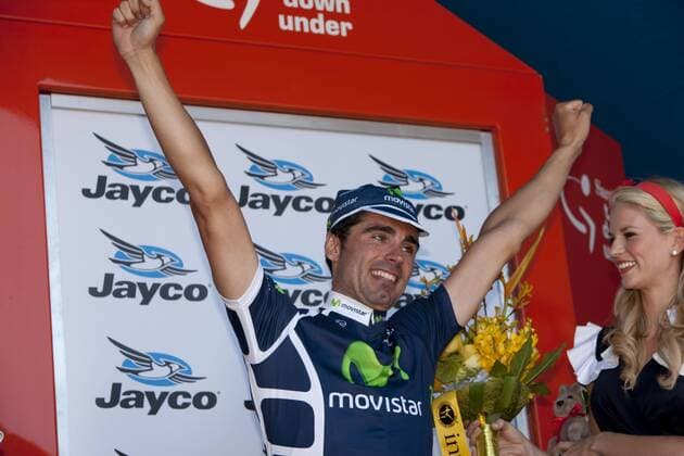 Jan 22, 2011 - Adelaide, Australia - CYCLING 2011 - Spanish cyclist FRANCISCO VENTOSO (Movistar) wins Stage 5 of the Tour Down Under with a time of 3h 6mins 10secs - 131km from McLaren Vale to Willunga in Adelaide. . - ZUMAf96 o0 Etappensieger Freude Jubel
