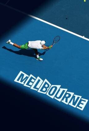 TENNIS - ATP, Australian Open MELBOURNE,AUSTRALIEN,24.JAN.11 - TENNIS - ATP World Tour, Grand Slam, Australian Open 2011. Bild zeigt Juergen Melzer (AUT).  o0 Draufsicht Vogelperspektive, oben Schriftzug