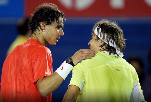 TENNIS - ATP, Australian Open MELBOURNE,AUSTRALIEN,26.JAN.11 - TENNIS - ATP World Tour, Grand Slam, Australian Open 2011. Bild zeigt Rafael Nadal li. und David Ferrer (ESP). 