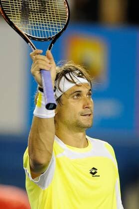 Jan. 26, 2011 - Melbourne, Australia - David Ferrer (ESP) celebrates his win in a quarterfinal match on day ten of the 2011 Australian Open at Melbourne Park, Australia. - ZUMAx35 o0 Freude