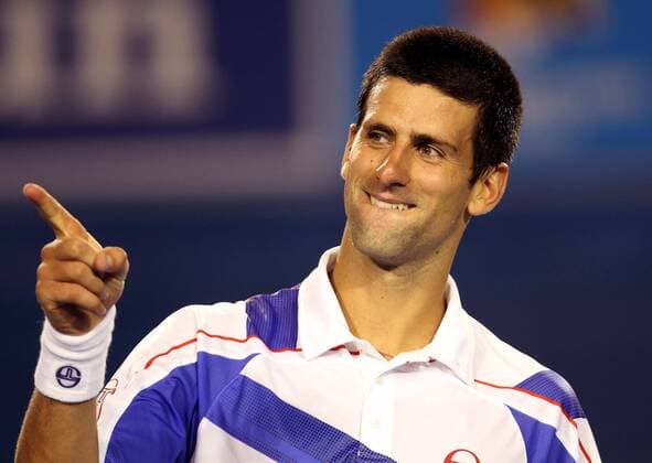 MELBOURNE, Jan. 27, 2011 - Novak Djokovic of Serbia reacts after winning the men s singles semifinal at the Australian Open tennis tournament in Melbourne - 