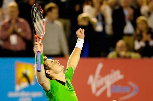 Jan. 28, 2011 - Melbourne, - Andy Murray (GBR) celebrates on day twelve of the 2011 Australian Open - ZUMAx35 o0 Andrew