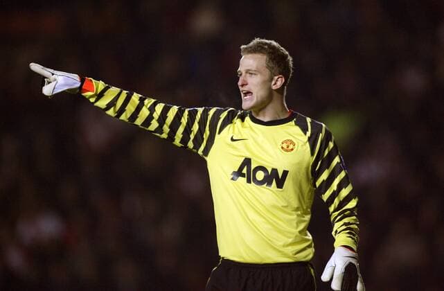 Anders Lindegaard of Manchester United (ManU yellow) makes his debut EON FA Cup 4th Round FC Southampton (white) vs Manchester United (ManU black) 29th January, 2011 EDITORIAL USE ONLY. No use with unauthorised audio, video, data, fixture lists, club league logos or live services. Online in-match use limited to 120 images, no video emulation. No use in betting, games or single club league player publications.