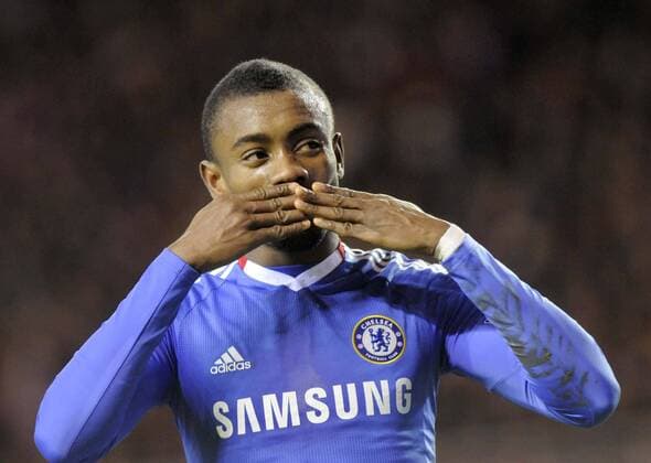 Chelsea FC s Salomon Kalou celebrates scoring his side s second goal . Barclays Premier League AFC Sunderland v Chelsea FC 1st February, 2011 EDITORIAL USE ONLY. No use with unauthorised audio, video, data, fixture lists, club league logos or live services. Online in-match use limited to 120 images, no video emulation. No use in betting, games or single club league player publications.