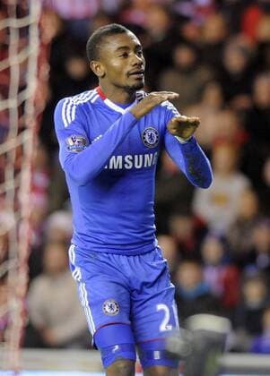 Chelsea FC s Salomon Kalou celebrates scoring his side s second goal. Barclays Premier League AFC Sunderland v Chelsea FC 1st February, 2011 EDITORIAL USE ONLY. No use with unauthorised audio, video, data, fixture lists, club league logos or live services. Online in-match use limited to 120 images, no video emulation. No use in betting, games or single club league player publications.