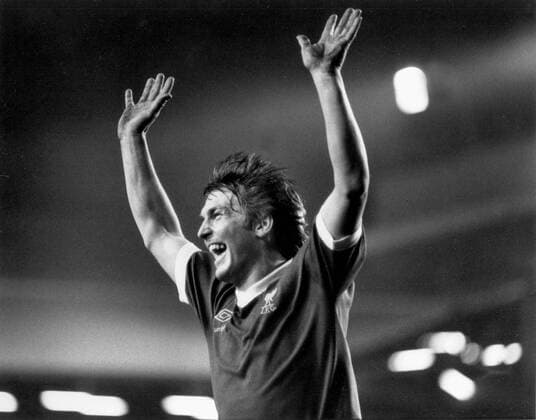 Kenny Dalglish - Liverpool FC, celebrates his goal. European Cup  o0 Jubel, Freude