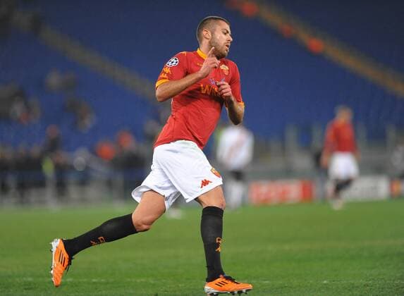 Jeremy Menez (roma) --- AS Rom (rot) vs FC Shakhtar Donetsk (weiß) UEFA Champions League, Stadio Olimpico, Roma, 16 02 2010 massimoxoliva o0 Jubel Freude