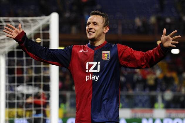 Sampdoria Genua (blau) - FC Genua (rot): Rafinha jubelt  o0 Derby, Lokalderby, Ortsderby, Stadtderby, CFC 1893 Jubel Freude