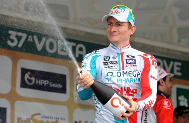 TOUR D ALGARVE - 4. ETAPPE TAVIRA, 19 02 2011 CYCLING ANDRE GREIPEL (Omega Pharma - Lotto) ETAPPE 4 : ALBUFEIRA - TAVIRA xVINCENTxKALUTxPHOTONEWSx  o0 Etappensieg, Etappensieger, Sekt, Sektdusche, Champagner, Champagnerdusche,
