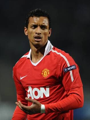 Football - Champions League Round of 16 First Leg - Olympique Marseille (blue) vs. Manchester United ManU (red) --- Nani of Manchester United at the Stade Velodrome, Marseille 