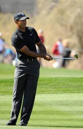 Tiger Woods follows his shot onto the nineth green at the WGC-Accenture Match Play Championship at Dove Mountain Golf Course in Marana, AZ February 23,2011. UPI Art Foxall  PXP2011022310 WGC Matchplay WM