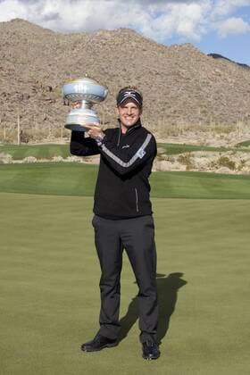 Marana, Arizona, LUKE DONALD (England) holds his trophy after winning the Accenture Match Play Championship - - ZUMAhk1
