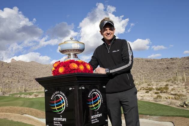 Marana, Arizona, LUKE DONALD (England) stands next to his trophy after winning the Accenture Match Play Championship - - ZUMAhk1