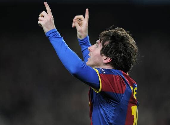 FUSSBALL CHAMPIONS LEAGUE SAISON 2010 2011 Achtelfinale 08.03.2011 FC Barcelona - Arsenal London JUBEL, Lionel Messi (Barca) nach seinem Tor zum 1-0 