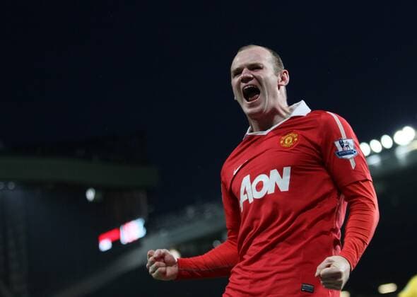 Manchester Uniteds Wayne Rooney celebrates scorig his sides second goal EON FA Cup 6th Round Manchester United (ManU red) vs. Arsenal FC London (yellow) 2:0 EDITORIAL USE ONLY. No use with unauthorised audio, video, data, fixture lists, club league logos or live services. Online in-match use limited to 120 images, no video emulation. No use in betting, games or single club league player publications. o0 Jubel, Freude