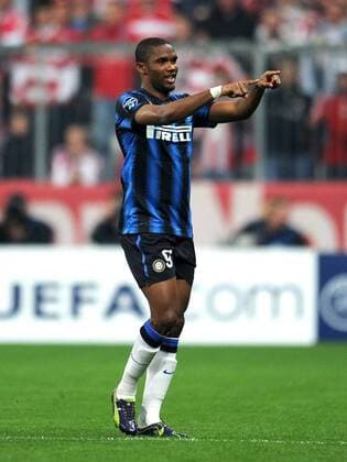 FC Bayern München vs. Inter Mailand --- Jubel nach dem 0:1 Samuel Eto o (Inter Mailand) 