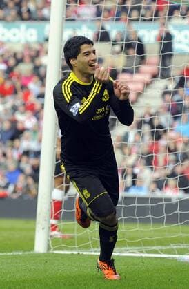 Liverpool s Luis Suarez celebrates scoring his side s second goal. Barclays Premier League AFC Sunderland vs. FC Liverpool 20th March, 2011 EDITORIAL USE ONLY. No use with unauthorised audio, video, data, fixture lists, club league logos or live services. Online in-match use limited to 120 images, no video emulation. No use in betting, games or single club league player publications. o0 Jubel Freude