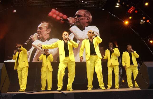 Legendarios do Brasil, brasilianische Fußballlegenden, die am Rande der WM als Musikgruppe auftreten, v.li.: Jairzinho, Altair, Roberto Miranda, Hercules Brito Ruas, Marco Antonio und Jair Marinho