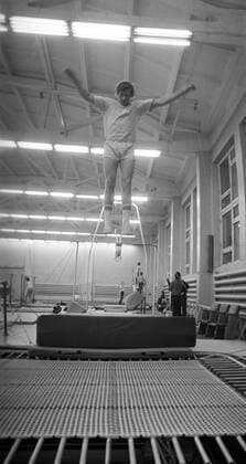 Moscow. USSR. Soviet gymnast Nikolai Andrianov at training.  TASS_1469850