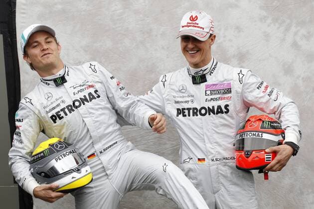 Grand Prix Australia 2011 08 Nico Rosberg (GER, Mercedes GP Petronas F1 Team), 07 Michael Schumacher (GER, Mercedes GP Petronas F1 Team), xHOCHxZWEIx