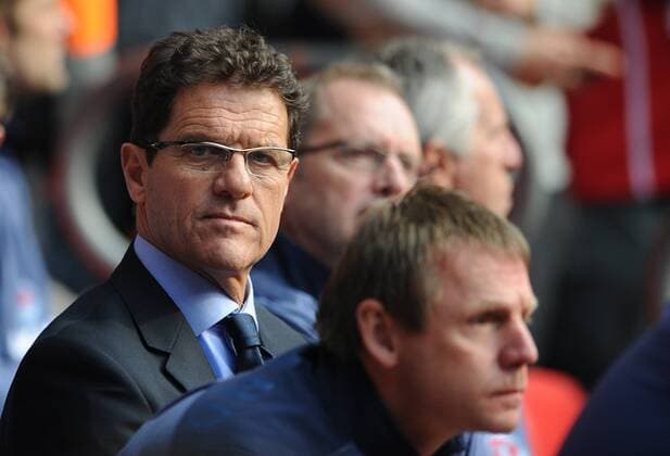 Euro Qualifier - Wales vs. England - Fabio Capello, coach of England (L) at the Millennium Stadium, Cardiff 
