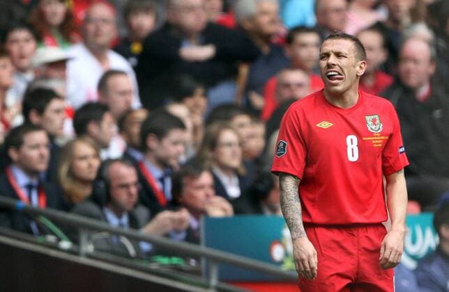 Wales Craig Bellamy looks on dejected European Championship Qualifying Group G Wales v England - EDITORIAL USE ONLY. No use with unauthorised audio, video, data, fixture lists, club league logos or live services. Online in-match use limited to 120 images, no video emulation. No use in betting, games or single club league player publications.