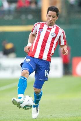 Mar. 26, 2011 - Oakland, California, U.S - Paraguay striker Lucas Ramon Barrios (19) controls a pass during the FIFA friendly match between Mexico and Paraguay at Oakland-Alameda County Coliseum in Oakland, CA. Mexico beat Paraguay 3-1. - ZUMAq48