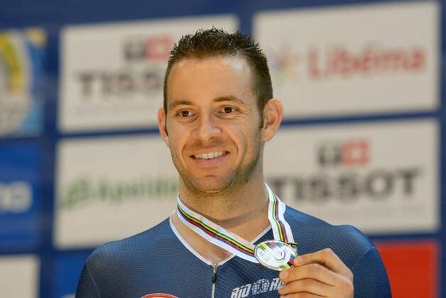 Cycling - World Track Championships - Apeldoorn; Francois Pervis (FRA) wins bronze the 1km  o0 Jubel, Freude Bronze Medaille, Bronzemedaille, Objekte