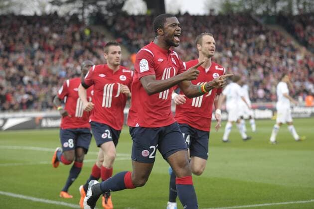 Lille OSC (rot) vs. SM Caen (weiß) --- AURELIEN CHEDJOU (vorn)  JBAutissier o0 Jubel Freude