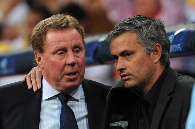 Real CF Madrid (white) - Tottenham Hotspur (black), Harry Redknapp (L), Coach of Tottenham and Jose Mourinho Coach of Real Madrid 