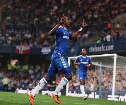 Salomon Kalou of Chelsea celebrates Barclays Premier League Chelsea v Birmingham City 20th April, 2011 EDITORIAL USE ONLY. No use with unauthorised audio, video, data, fixture lists, club league logos or live services. Online in-match use limited to 120 images, no video emulation. No use in betting, games or single club league player publications.